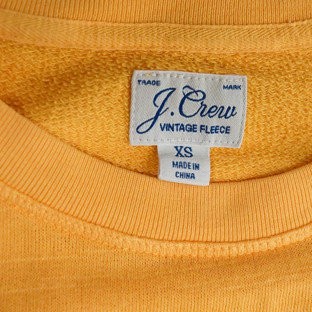 J.Crew‎ Vintage Fleece Sweatshirt Women XS Yellow Raglan Crewneck Lightweight